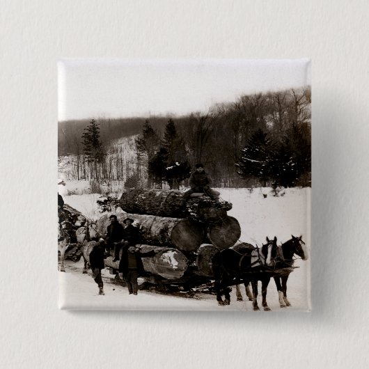 1905 Holzfäller bei der Arbeit Button (Vorderseite)