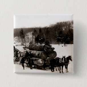 1905 Holzfäller bei der Arbeit Button