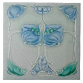 1905 Marsden Art Nouveau Blue Floral Repro Tile Fliese (Vorderseite)
