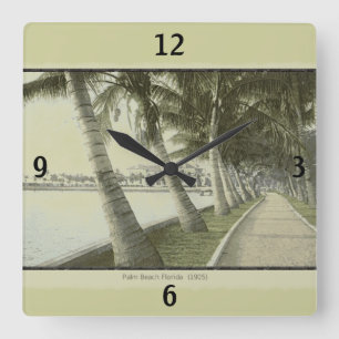 1905 Palm Beach Florida Wall Clock Quadratische Wanduhr