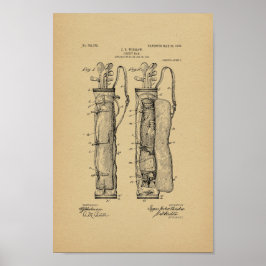 1905 Vintage Golf Caddy Bag Patentschrift Art Prin Poster