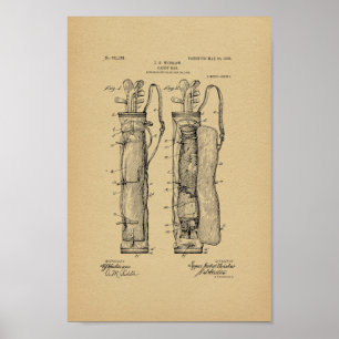 1905 Vintage Golf Caddy Bag Patentschrift Art Prin Poster