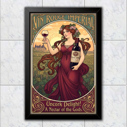 1905 Vintage Vin Rouge Impérial Wine Advertising Poster