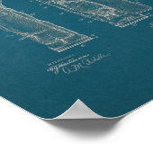 1905 Vintager Golf Bag Patentschrift Blueprint Art Poster (Ecke)