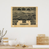 1905 Zusammenfluss, PA Birds Augen Blick Panoramab Poster (Küche)