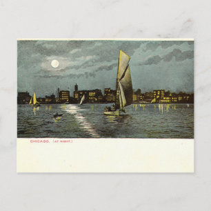 1906 Antikes Chicago bei Nacht Postkarte
