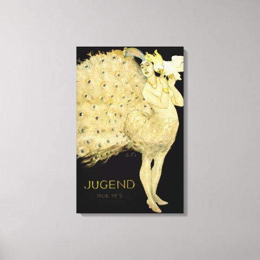 1906!! ART NOUVEAU PEACOCK DANCER LEINWAND (Vorderseite)