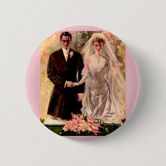 1906 Edwardian Hochzeit Button (Vorderseite)