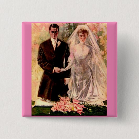 1906 Edwardian Hochzeit Button (Vorderseite)