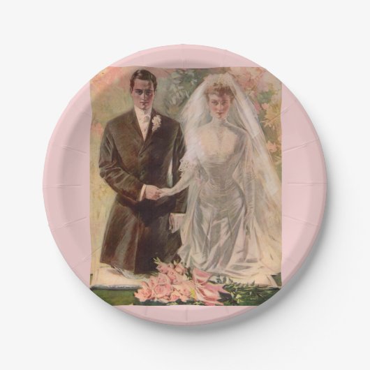 1906 Edwardian Hochzeit Pappteller (Vorderseite)