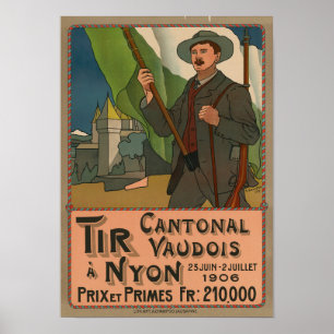 1906 Nyon Schweiz Tir Cantonal Vintage Poster