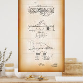 1906 PATENTZEICHNUNGEN VON RECHTBROS FLYING MACHIN POSTER (Küche)