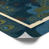 1906 Vintage europäische Pfauen-Tapete Poster (Ecke)