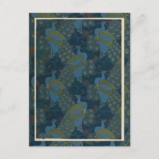 1906 Vintage europäische Pfauen-Tapete Postkarte (Vorderseite)