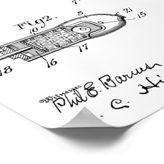 1906 Wasserwaffe Patentkunst Zeichne Druck Poster (Ecke)