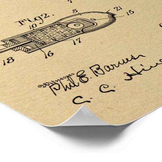 1906 Wasserwaffe Patentkunst Zeichne Druck Poster (Ecke)