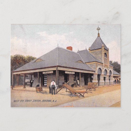 1907 Bahnhof Bayonne, NJ Vintag Postkarte (Vorderseite)