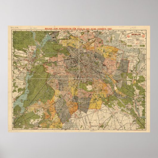 1907 Berlin Transportation Map – Germany Map Poster (Vorne)