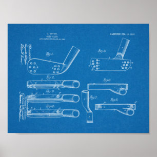 1907 Golf Club Head Patent Art Zeichnend Print Poster