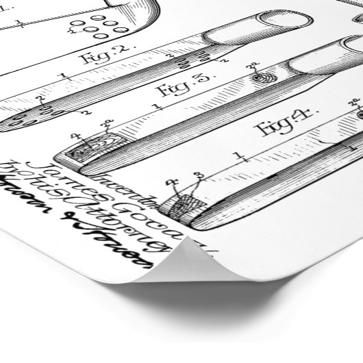 1907 Golf Club Head Patent Art Zeichnend Print Poster (Ecke)