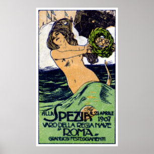 1907 Italienisches Schlachtschiff Roma Poster