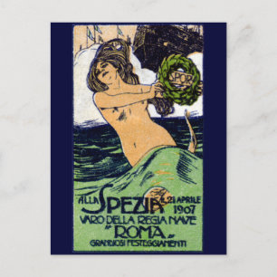 1907 Italienisches Schlachtschiff Roma Postkarte