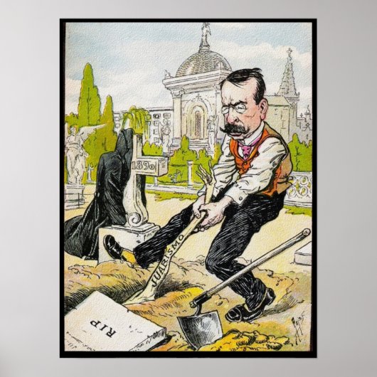 1907 Vintage Karikatur Argentiniens Präsident Poster (Vorne)