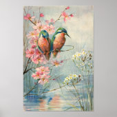 1907 Vintage Kingfisher und Blüten Poster (Vorne)
