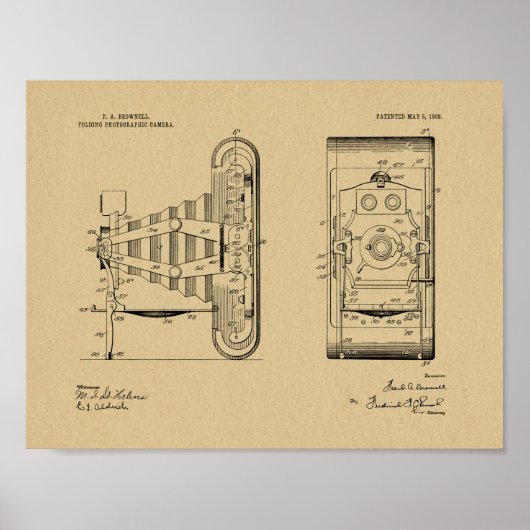 1908 Faltkamera Patent Art Zeichnend Druck Poster (Vorne)