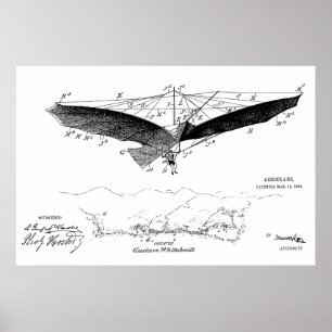 1908 Flugflügel-Patentzeichnung Kunstprint Poster