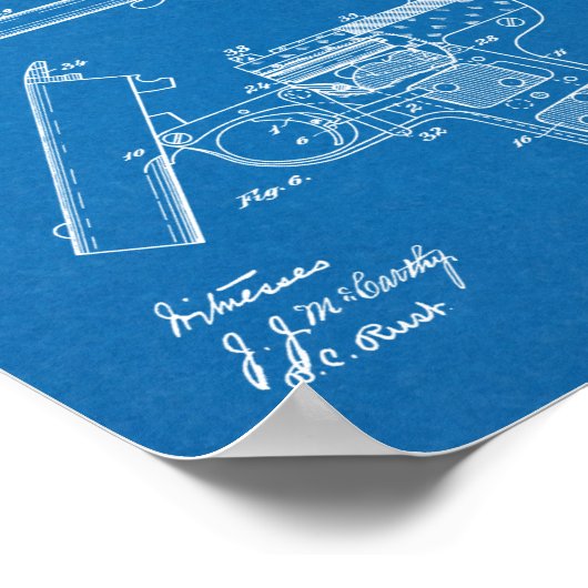 1908 Gun Warnant Patent Art Zeichnend Print Poster (Ecke)