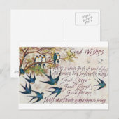 1908 Gute Wünsche Blaue Vögel Postkarte (Vorne/Hinten)