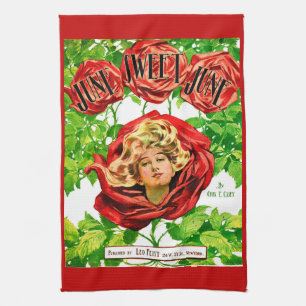 1908 Juni Sweet June Notenblatt drucken Geschirrtuch