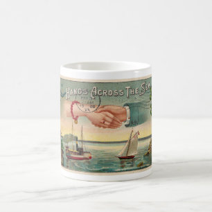 1908 Postkarte "HÄNDE ÜBER DAS MEER" Kaffeetasse