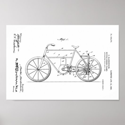 1908 Vintage Fahrradrahmen - Kunstdrucken Poster (Vorne)