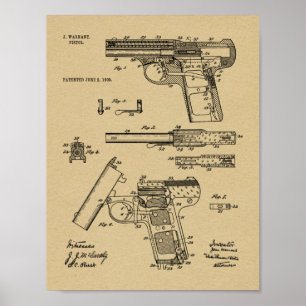 1908 Warnant Patent Kunst Zeichnung Druck Poster