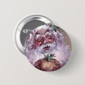 1908 Weihnachtsmann mit Plum Pudding Vintage Weihn Button (Vorne & Hinten)