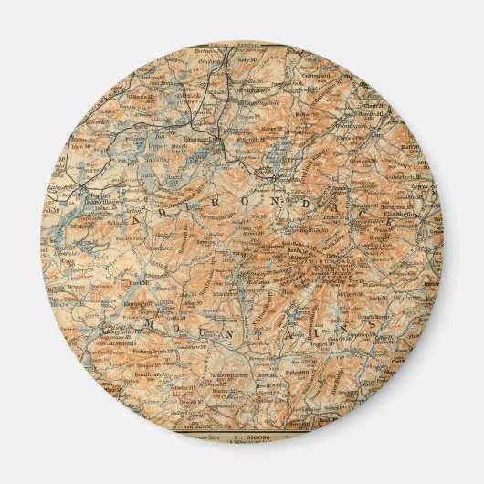 1909 Adirondacks Karte vom Baedeker Reiseführer Magnet (Vorne)