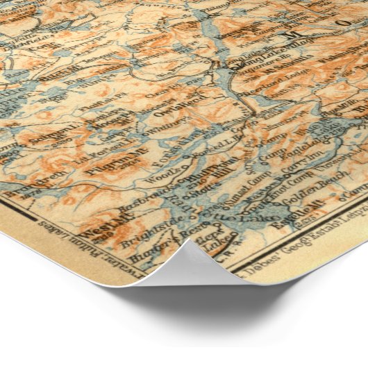 1909 Adirondacks Karte vom Baedeker Reiseführer Poster (Ecke)