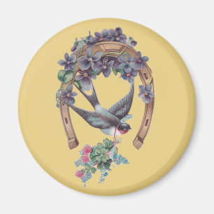 ~1909 BIRTHDAY CARD ~ Golden Horseshoe Yellow ~ Magnet