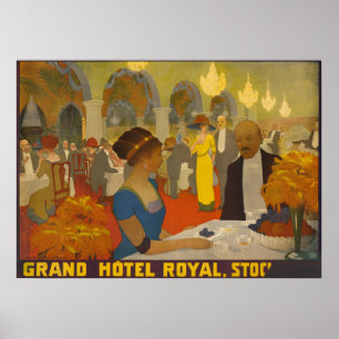1909 Grand Hotel Royal Stockholm Vintage Plakat