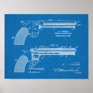 1909 Gun Auto Patent Art Zeichnend Print Poster