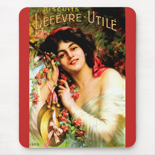 1909 hübsche Dame Biscuits Lefevre-Utile Mousepad (Vorne)