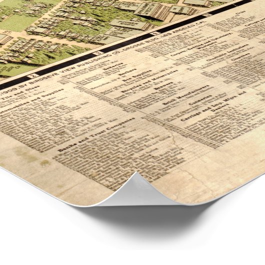 1909 Los Angeles, CA Birds Eye Panoramablick Karte Poster (Ecke)