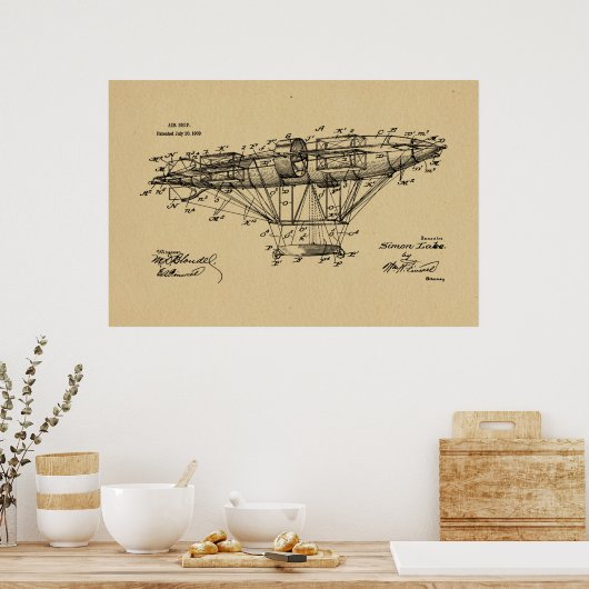 1909 Luftfahrt-Patent Zeichnend Kunstdruckkunst Poster (Küche)