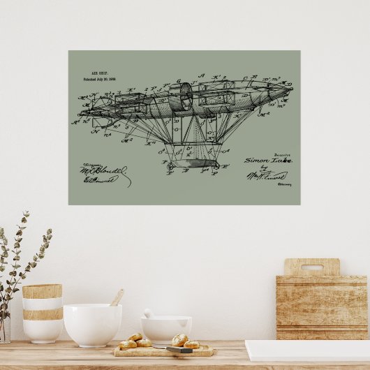 1909 Luftfahrt-Patent Zeichnend Kunstdruckkunst Poster (Küche)