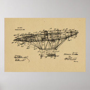 1909 Luftschiff Aeroship Patent Zeichnung Kunstpri Poster