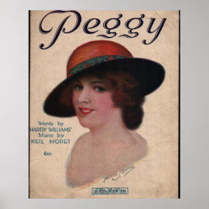 1909 Notenüberschrift "PEGGY" Poster