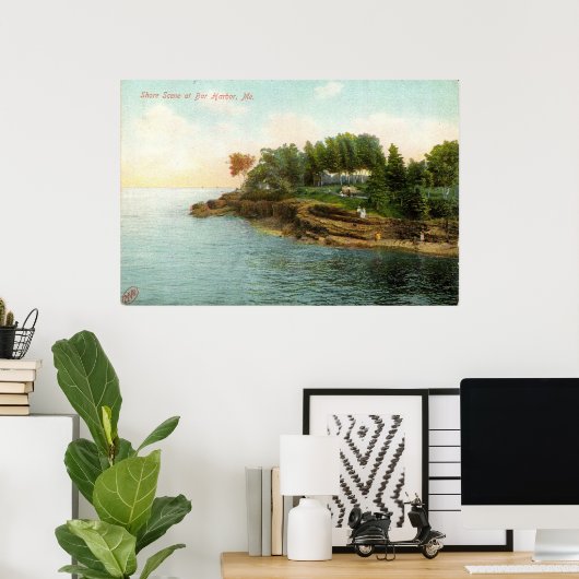 1909 Shore Scene am Bar Harbour, Maine Poster (Heimbüro)