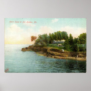 1909 Shore Scene am Bar Harbour, Maine Poster